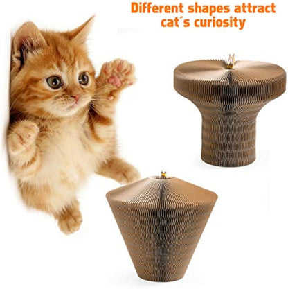 Collapsible Cat Scratcher Lounge Bed Cardboard Cat Bed, Corrugated Pet Scratcher Pad Round Cat Scratching Bed Nest For Indoor Big Large Kitty Kitten Cats