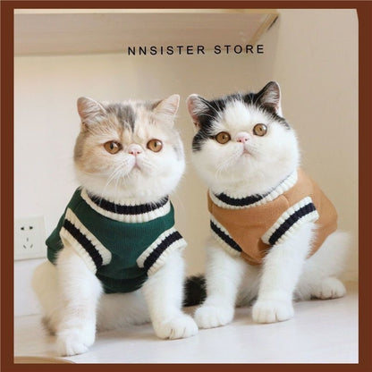 Cat Clothes Warm British Shorthair Blue Cat Silver Gradual Layer College Style Winter Clothes Puppy Supplies