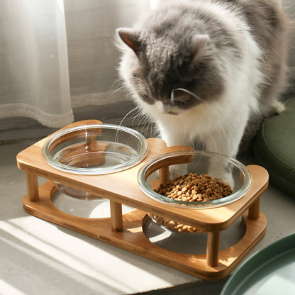 Glass cat bowl cat food bowl cat food bowl