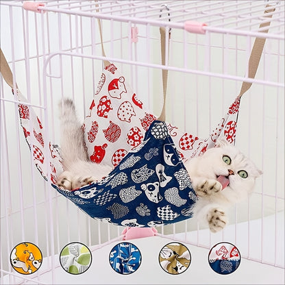 Pet Summer Cotton Hemp Cat Hammock Breathable Cage Cat Swing Hanging Nest Multi-color Printed Hammock Pet Supplies