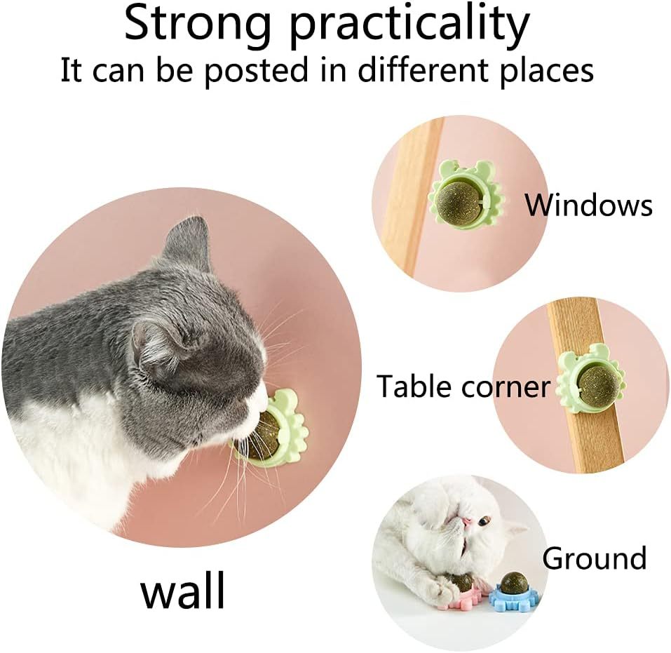 Catnip Wall Ball Piece Cat Toys Edible Cat Licking Toy Cat Chew Toy Teeth Cleaning Cat Bite Toy  Rotatable Indoor Cat Toy Cat Wall Decoration