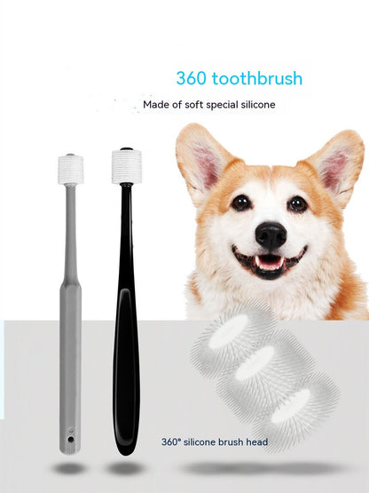 Pet Dog Cat Toothbrush 360 Degrees Oral Cleaning Teeth Improve Bad Breath Prevention Dental Calculus Toothpaste