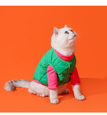 Polar Fleece Winter Warm Breasted Vest Cat Pet Clothes