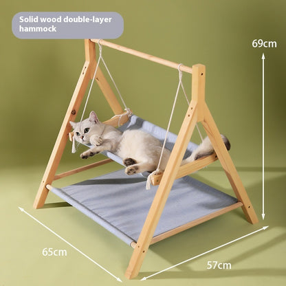 Pet Cat Hammock Double-layer Four Seasons Universal Wooden Cat Nest