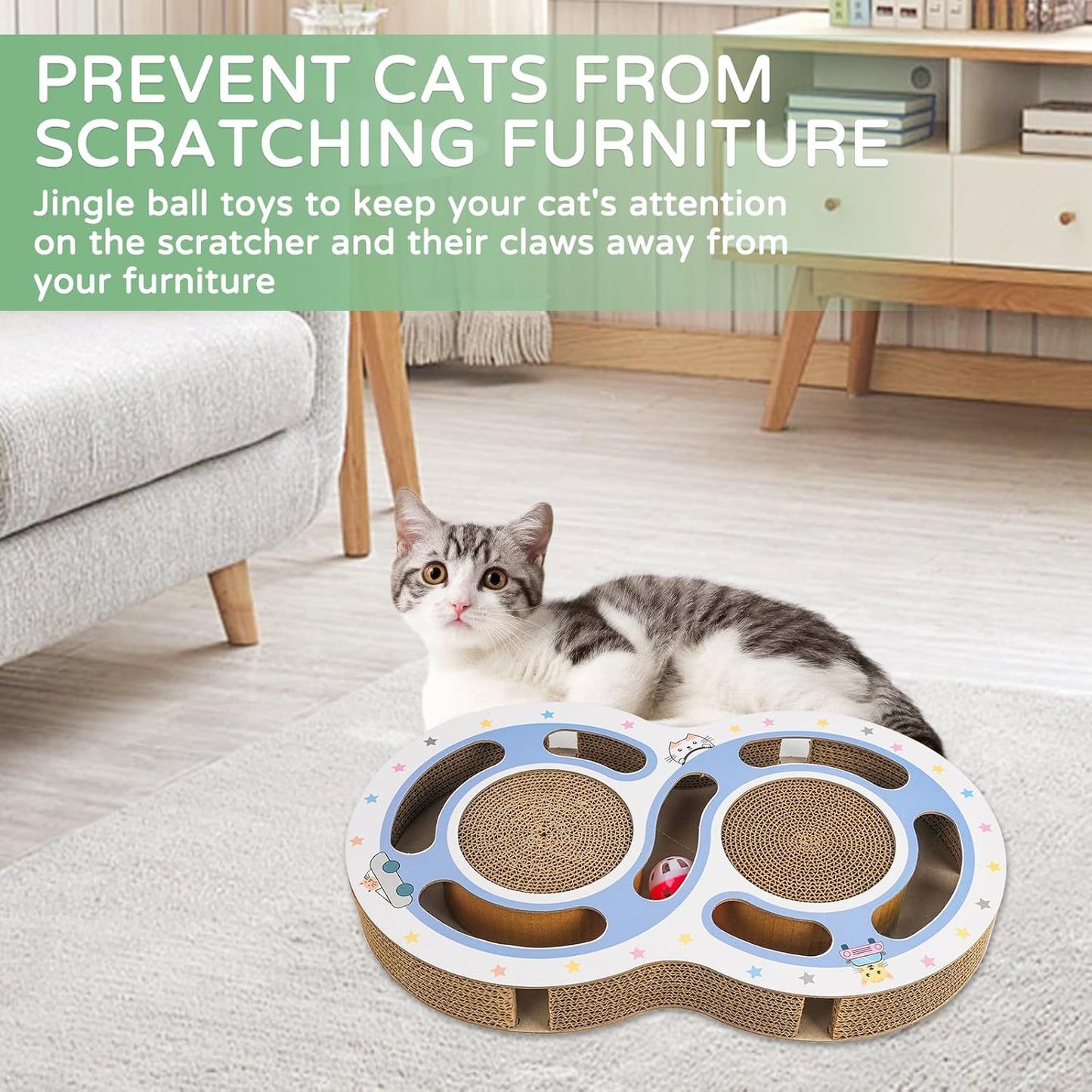 Cat Claw Scratch Pad Cat Round Cat Scratcher Cardboard Toys For Indoor Cats Cat Scratcher Toy Ball Track Cat Toys Cats Grinding Claw Protector For Couch Carpets Sofas