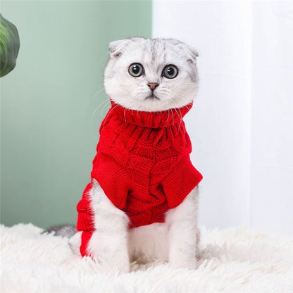 Cat Clothes Cat Pet Supplies Autumn Winter Knitted Sweater Cute Net Red