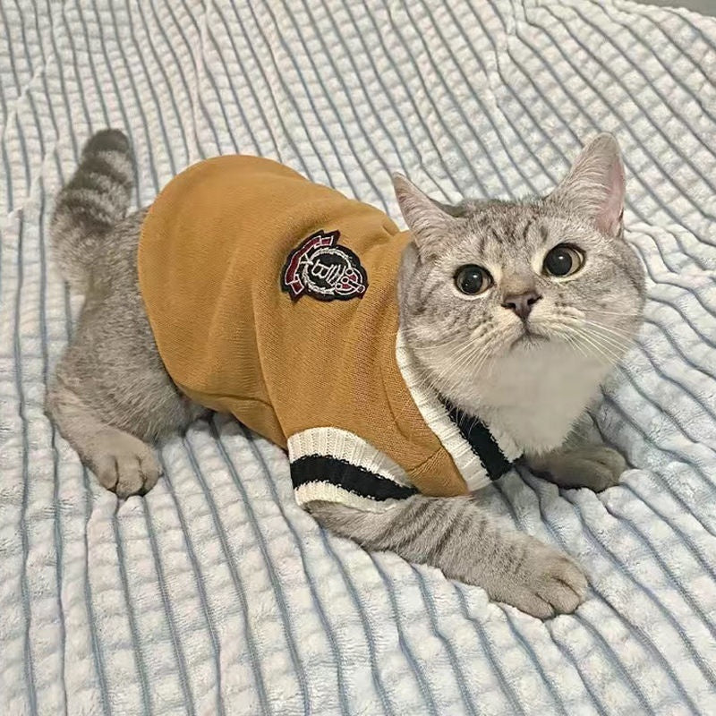 Cat Clothes Warm British Shorthair Blue Cat Silver Gradual Layer College Style Winter Clothes Puppy Supplies