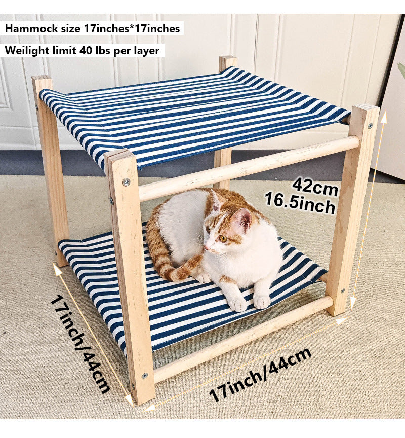 Pet Camp Bed Solid Wood Double Layer Cat Hammock Upper And Lower Bunk Removable And Washable