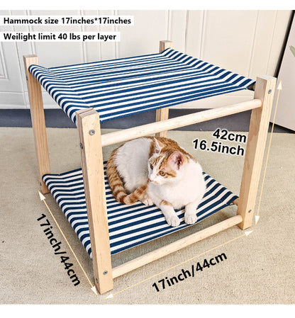 Pet Camp Bed Solid Wood Double Layer Cat Hammock Upper And Lower Bunk Removable And Washable