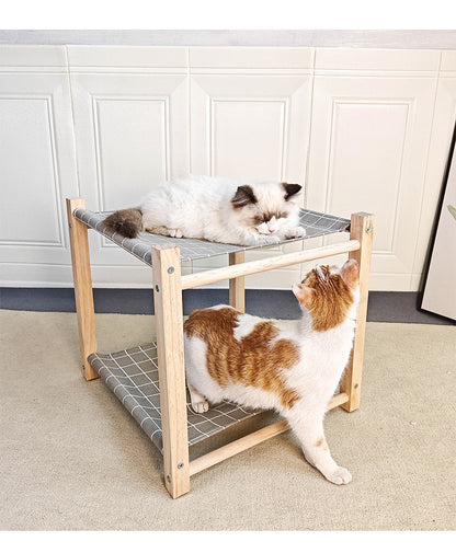 Pet Camp Bed Solid Wood Double Layer Cat Hammock Upper And Lower Bunk Removable And Washable