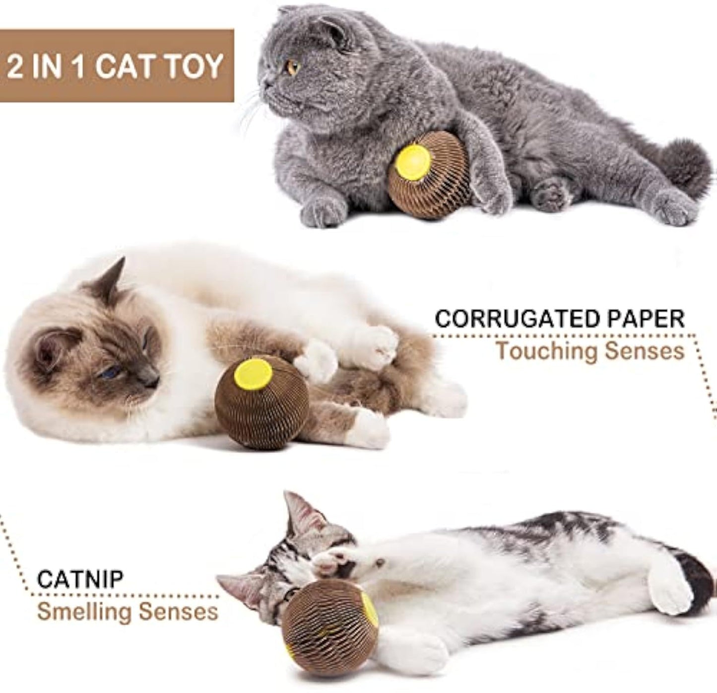 Catnip Ball Toy For Cats Catnip Refillable Scratcher Ball Kitty's Faithful Playmate Reduce Obesity And Loneliness