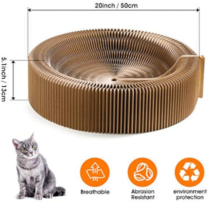 Collapsible Cat Scratcher Lounge Bed Cardboard Cat Bed, Corrugated Pet Scratcher Pad Round Cat Scratching Bed Nest For Indoor Big Large Kitty Kitten Cats