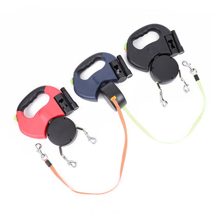 Retractable Dog Leash For Small Dogs Reflective Dual Pet Leash Lead 360 Swivel No Double Dog Walking Leash With Lights Pet Products