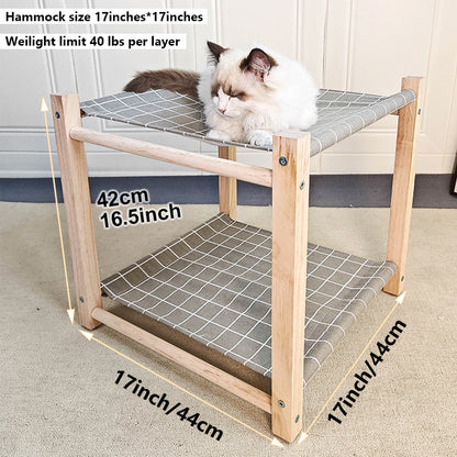 Pet Camp Bed Solid Wood Double Layer Cat Hammock Upper And Lower Bunk Removable And Washable