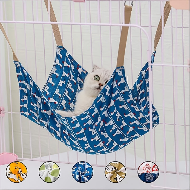 Pet Summer Cotton Hemp Cat Hammock Breathable Cage Cat Swing Hanging Nest Multi-color Printed Hammock Pet Supplies